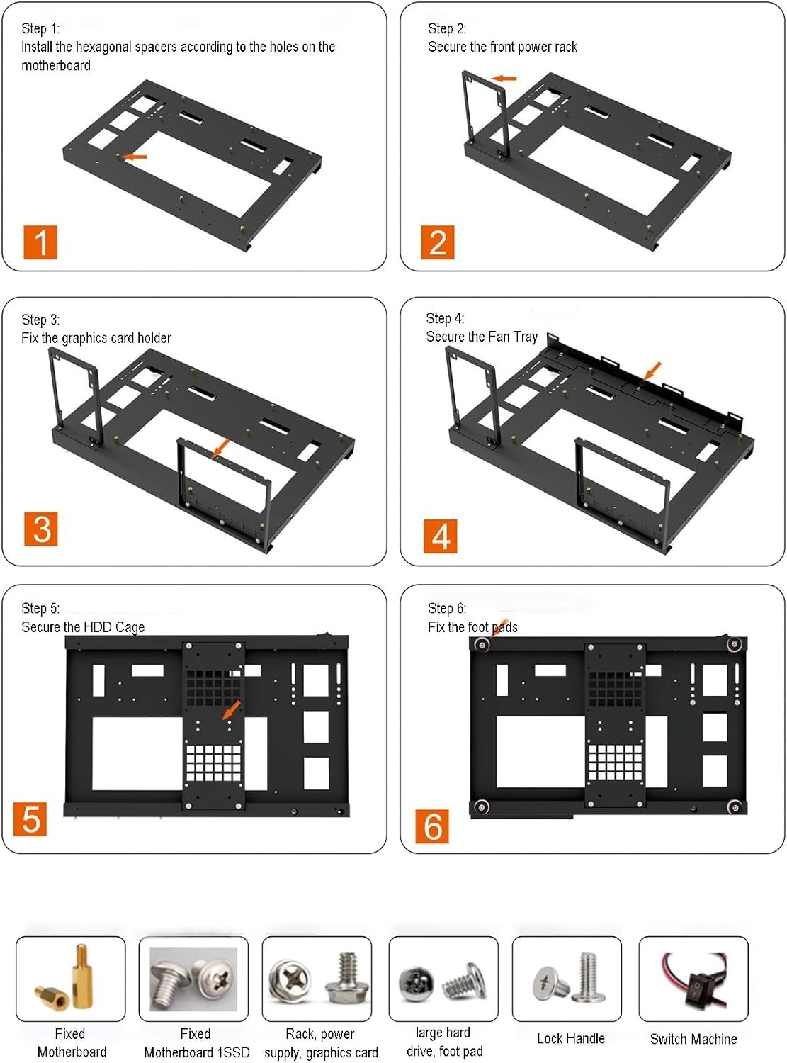 W01 DIY Portable Test Bench Open Air PC Frame Fits X79 X99 Mobo ATX MATX ITX