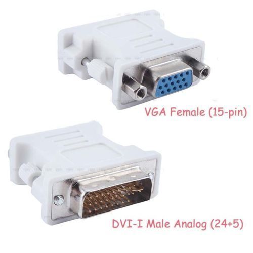 BEIGE DVI-I 24+5 Pin Male To 15 Pin VGA Female Adapter Convertor