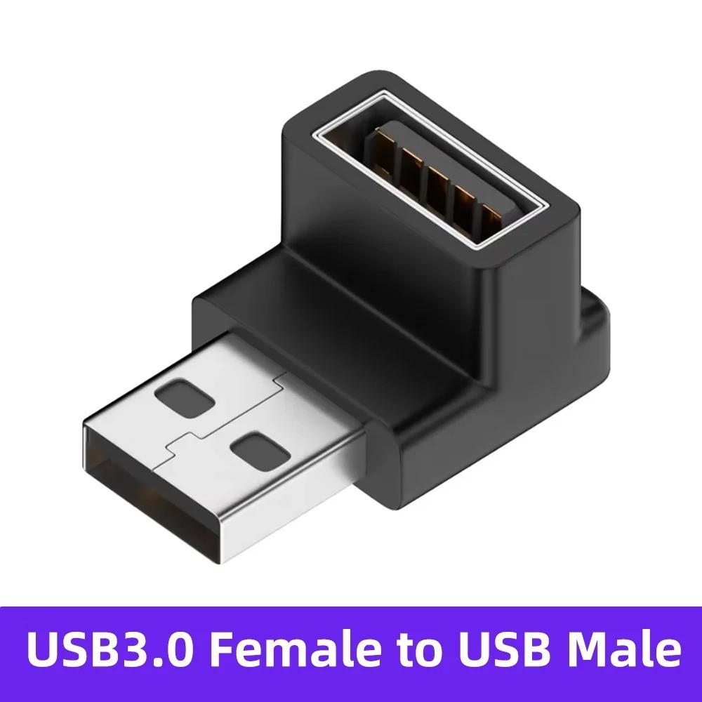 90 Degree Left Right Angled USB 3.0 A Male To Female Adapter Connector For PC *