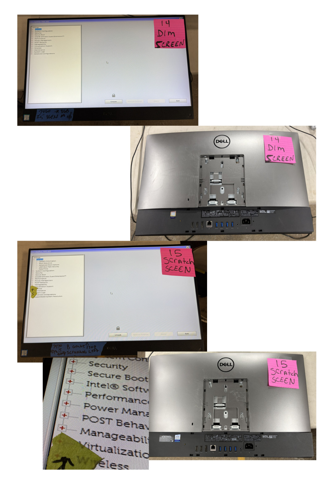 Lot of 27 Dell Optiplex 7460/70/80/90 AIO 8GB RAM i5 8th, 9th, 10th Gen No HDD