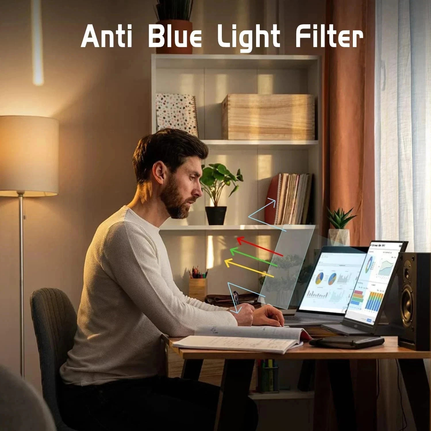 15.6 Inch Monitor Screen Protector, anti Blue Light anti Glare Portable Monitor