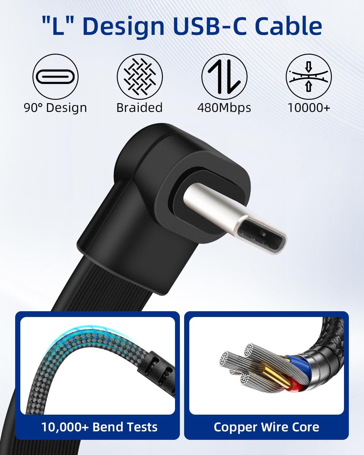 RIIEYOCA 90 Degree USB C to C Cable 60W Right Angle Type-C Fast Charging…