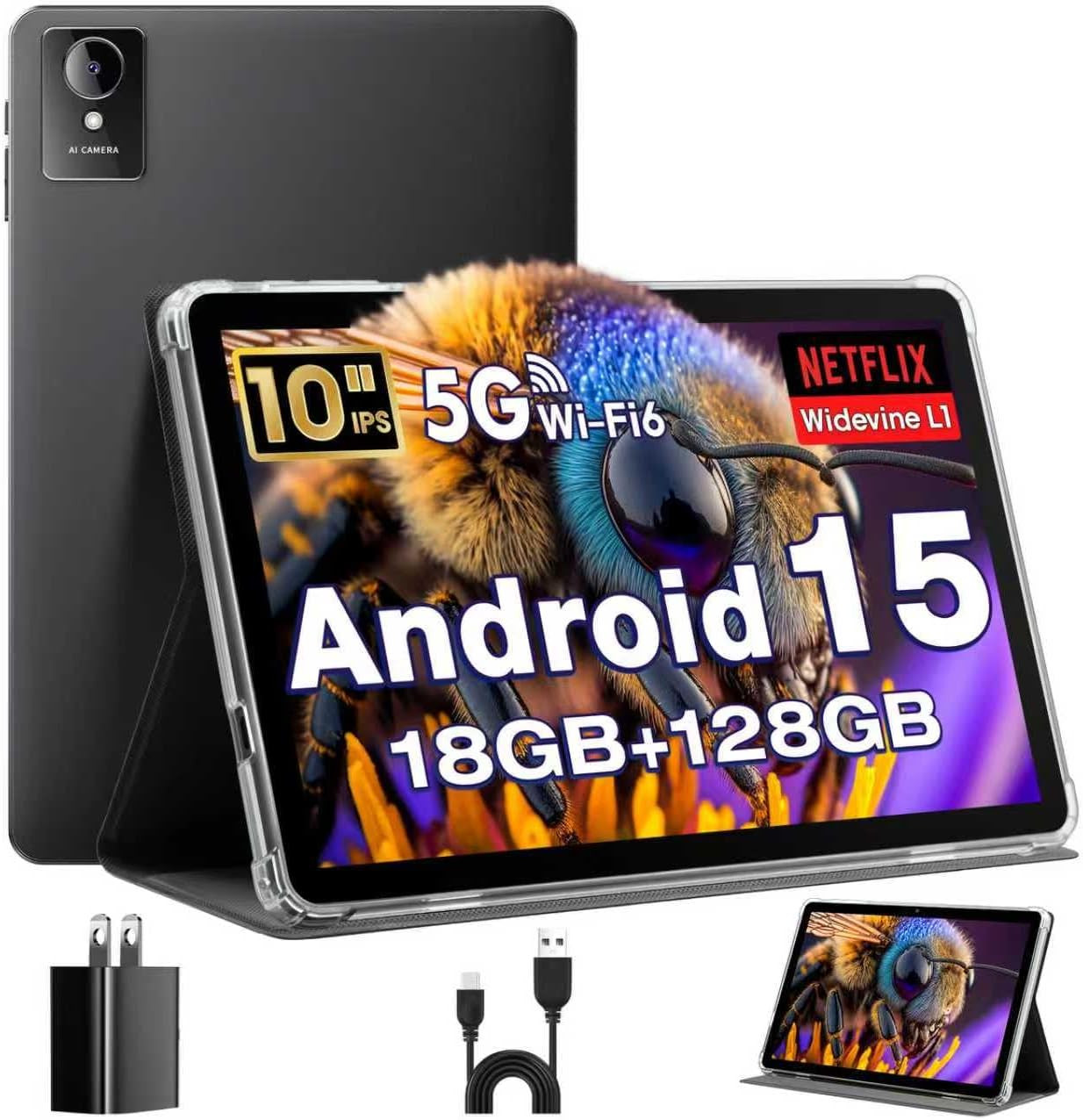 Android Tablet 10 Inch Android 15 Tablets, 12GB RAM+128GB ROM+1TB Expand, Octa-C