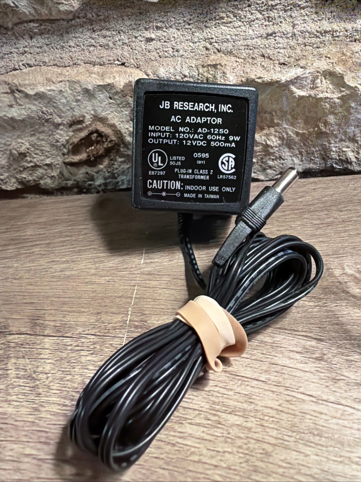 JB Research AD-1250 AC Adapter 12VDC 500mA Power Supply. Tested & Working