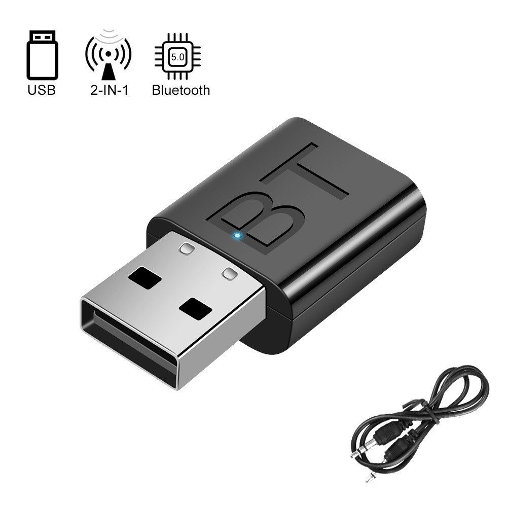 2-in-1 USB Bluetooth 5.0 Transmitter & Receiver AUX Audio Adapter for TV/PC/Car