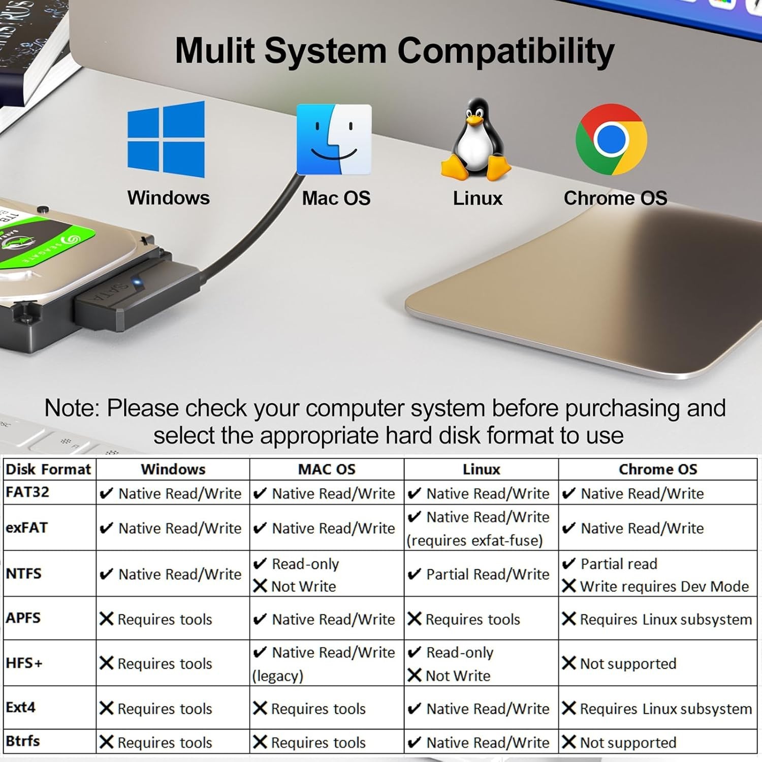 SATA to USB Adapter with Power, USB 3.0 to SATA III Internal Hard Drive Reader f