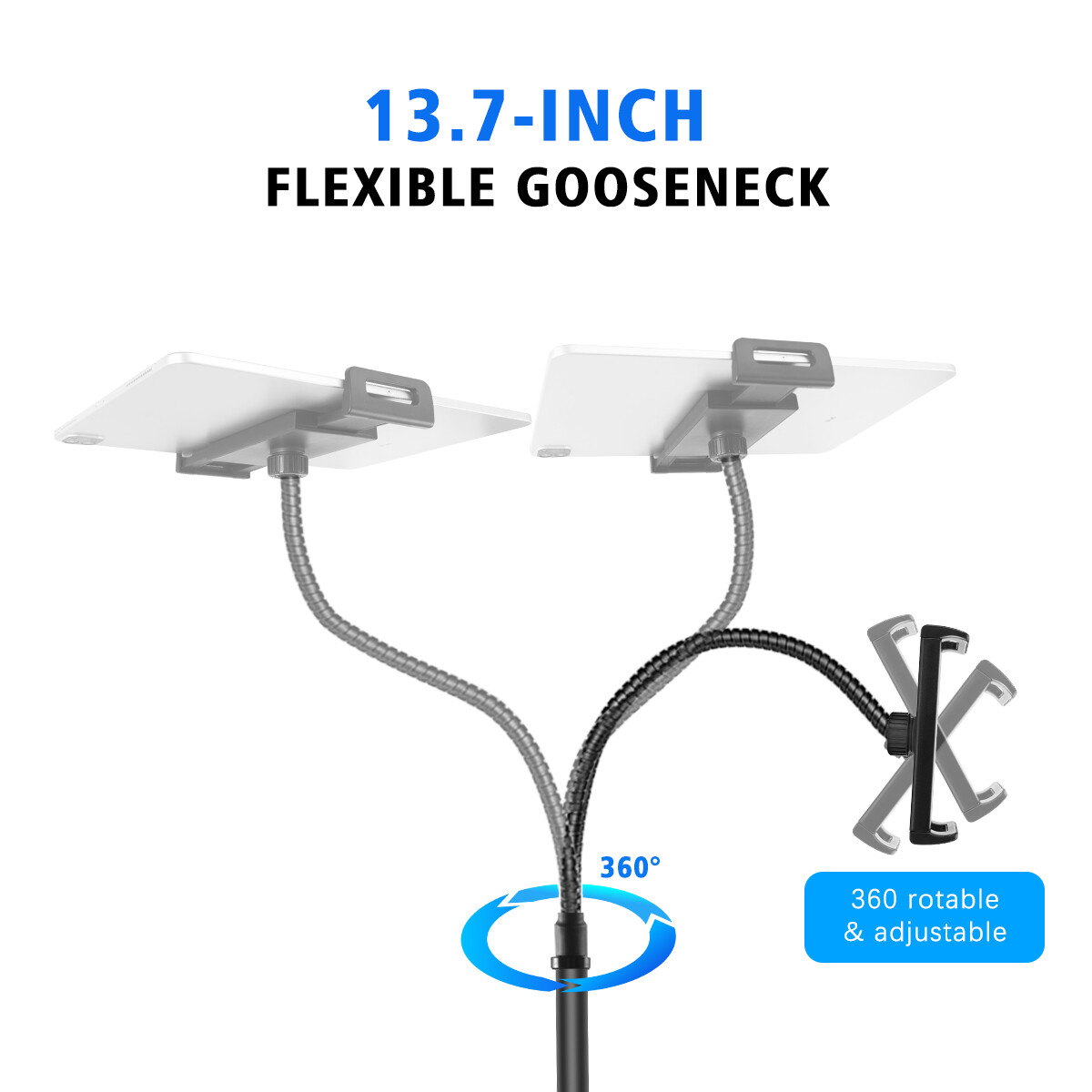 Detachable Universal Cell Phones Tablet iPad Selfie Gooseneck Floor Stand Holder