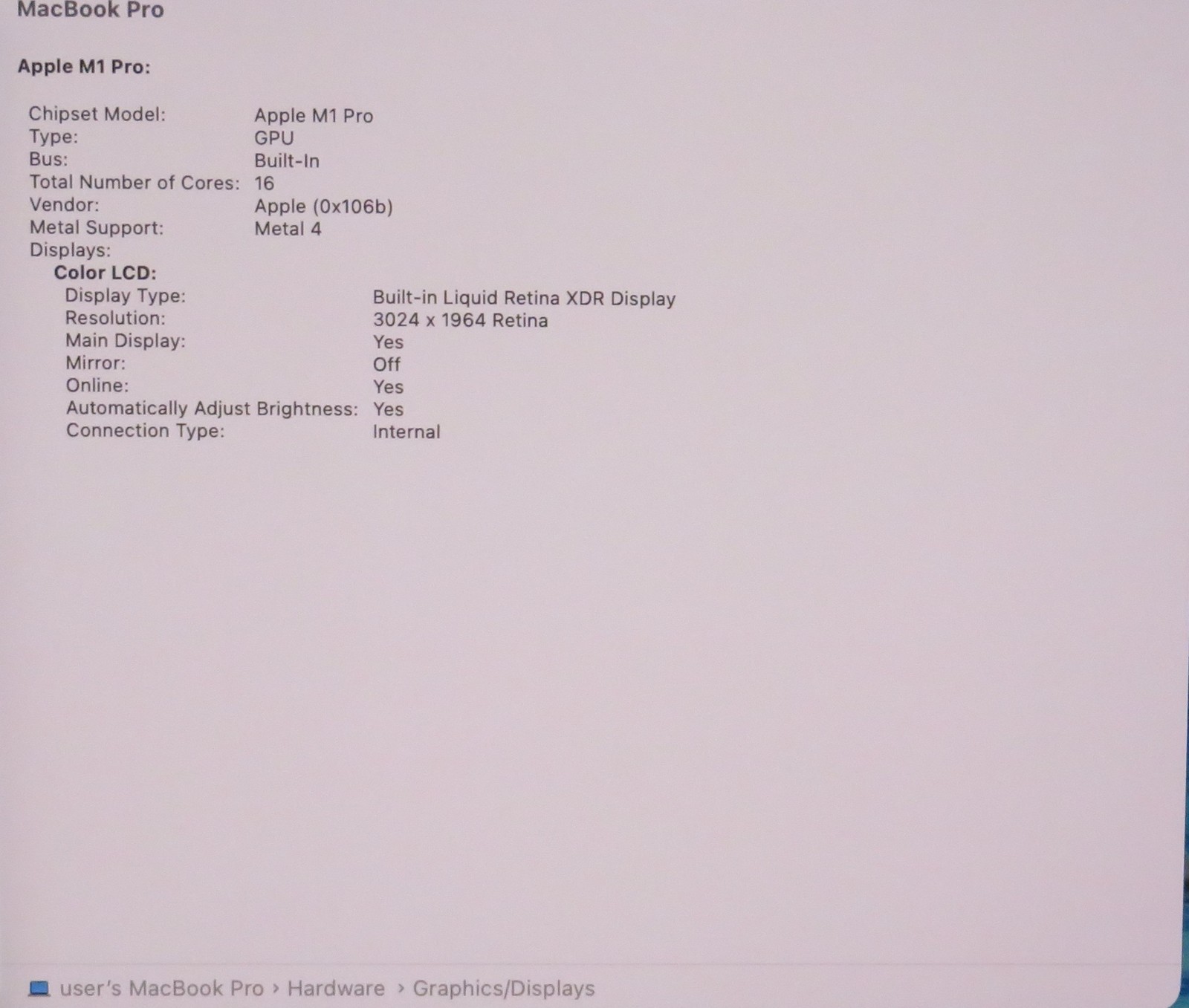 Apple Macbook Pro 2021 14in Retina XDR M1 Pro 16GB RAM 512GB SSD Tahoe A2442