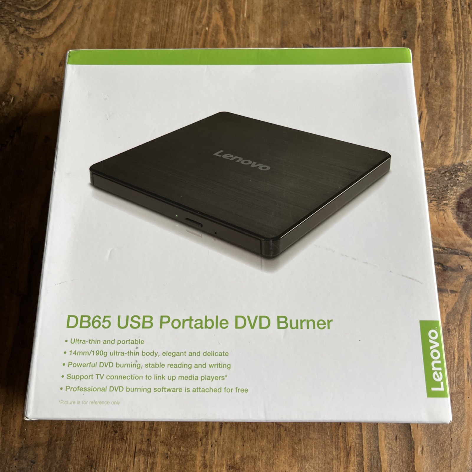 Lenovo DB65 Slim USB 2.0 Portable DVD Burner 8X USB-Black – New in box Sealed