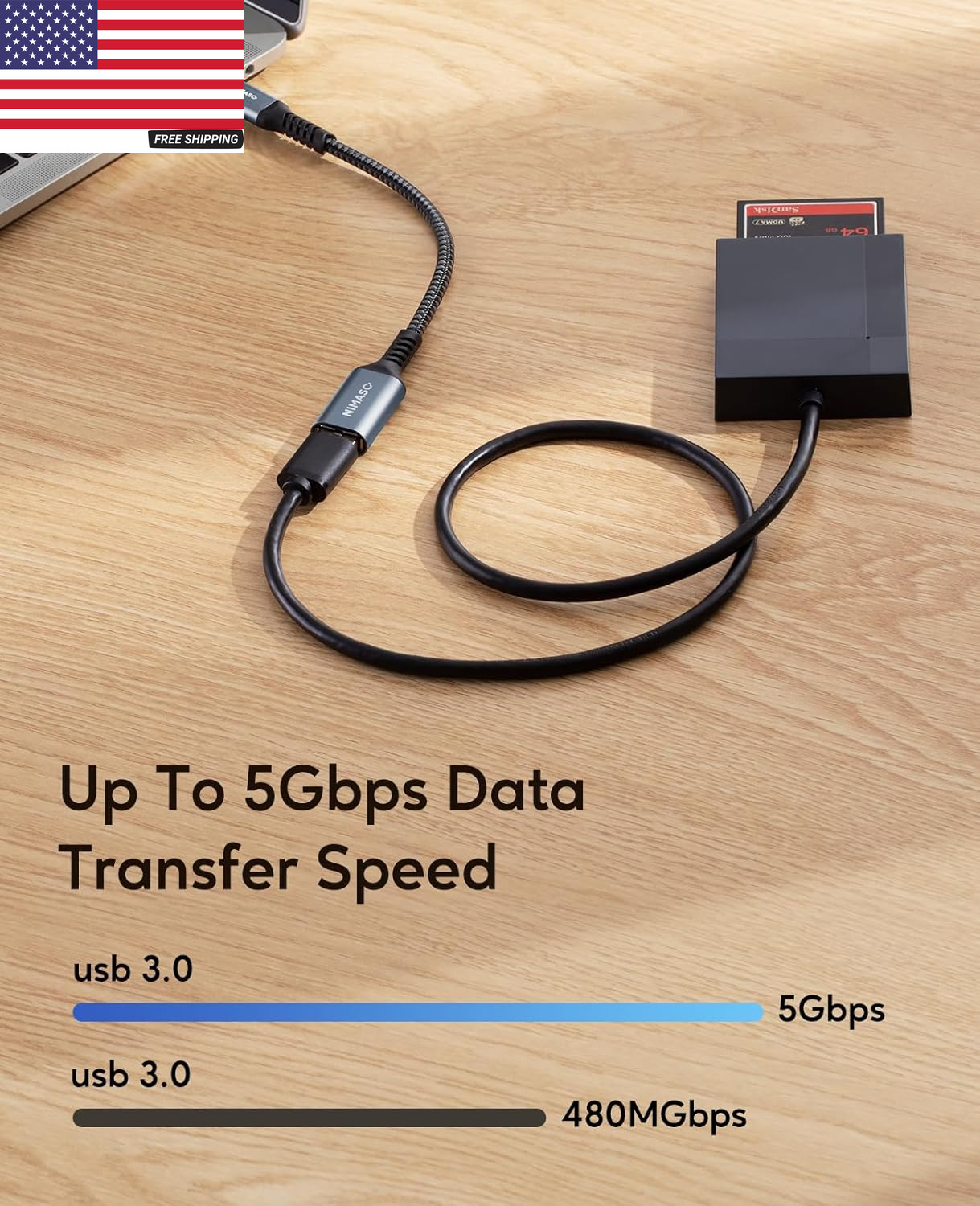 2-Pack USB C to USB 3.0 Adapter USB-C Male to USB-A Female OTG Converter, 5Gbps