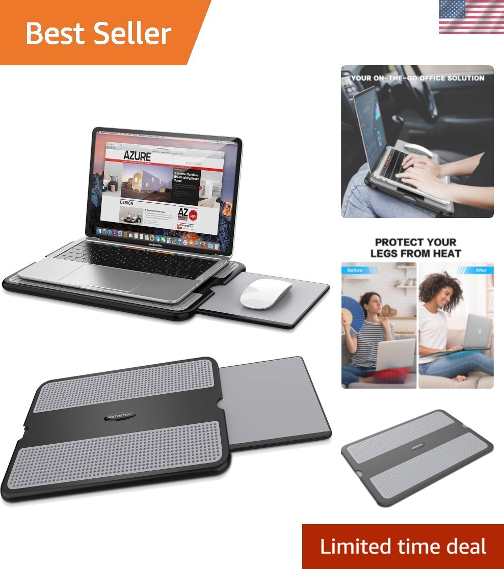 Multi-Functional Portable Laptop Desk with Retractable Mouse Pad, Modern Style