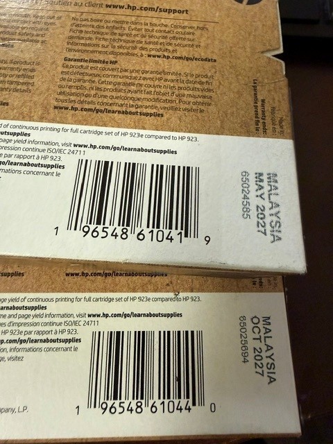 GENUINE HP 923e Black & 923e CYAN . New In Retail Box 05/2027. SHIPS FREE