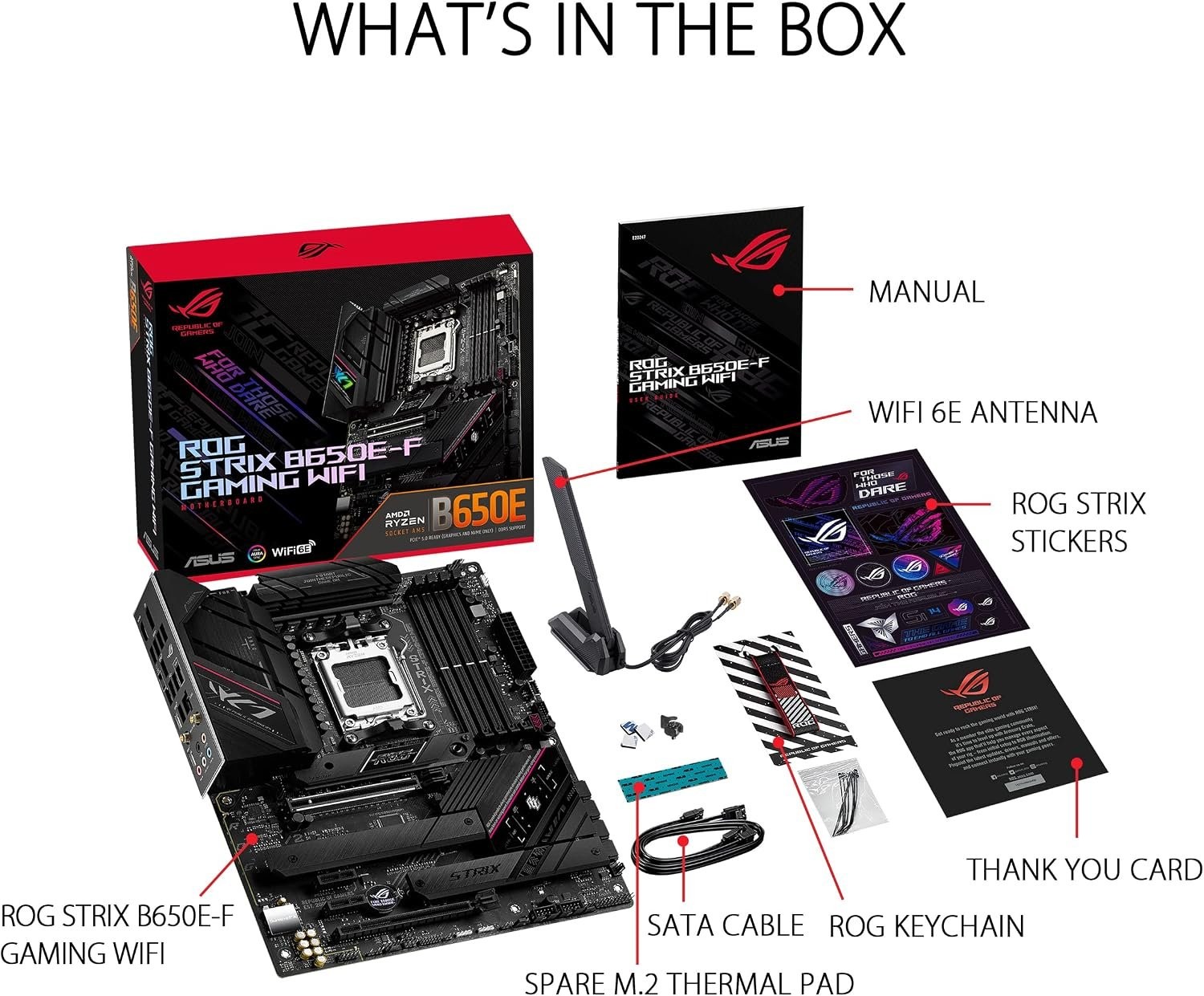 Sealed ASUS ROG Strix B650E-F Gaming WiFi AMD B650 AM5 Ryzen™ Desktop 9000 8000