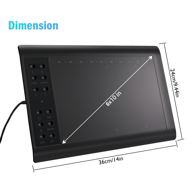 Graphics Drawing Tablet with Battery-Free Stylus for Mac, Windows PC and Android