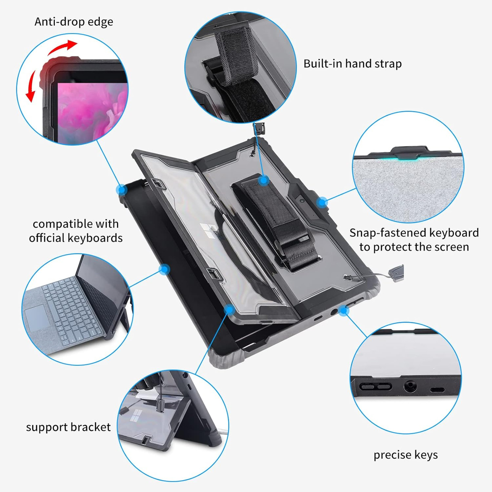 Microsoft Surface Pro 8 Case Rugged Shock Absorbing Drop Resistant 13 Inch with