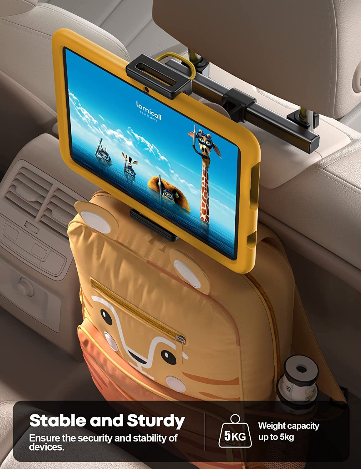 Lamicall Car Tablet Headrest Holder – Car Back Seat Headrest Tablet Mount Stand