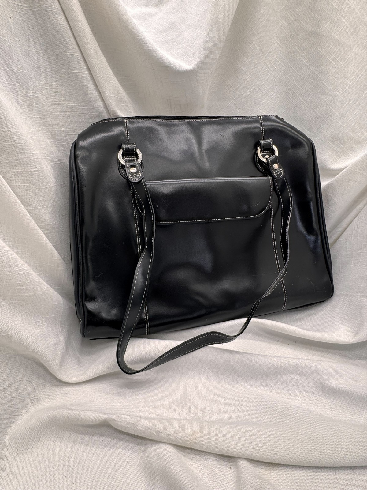 McKlein Laptop Briefcase Shoulder Bag Black Contrast Stitch Business