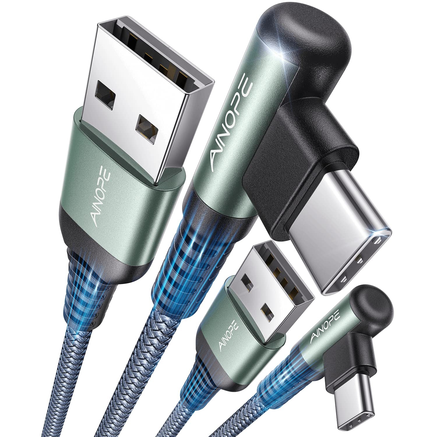 AINOPE USB to C Cable, 2-Pack 3.3FT iPhone 15 Charger 3.3FT+3.3FT, Grey