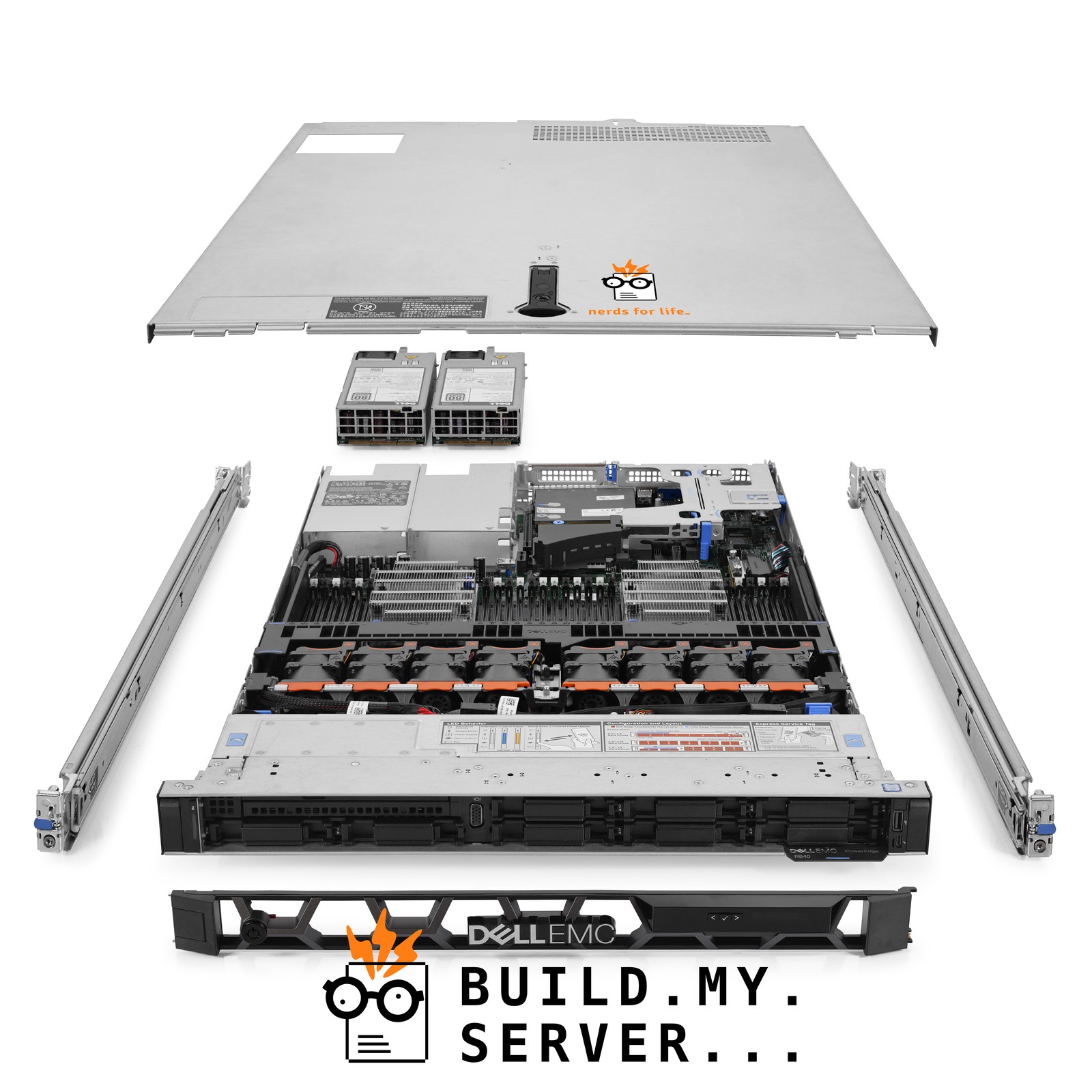 Dell PowerEdge R640 8B SFF Server 2.50Ghz 40-Core 96GB RAM + 8x Caddies + Rails