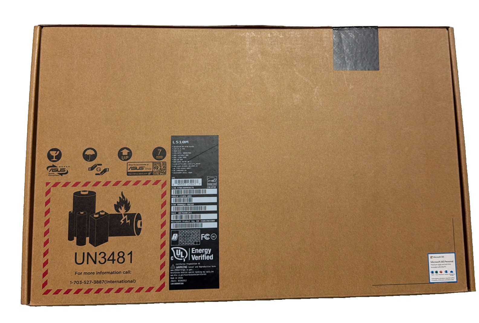 ASUS L510 15.6″ (128GB Intel Celeron N4020 1.10GHz 4GB) Laptop – Black BNIB