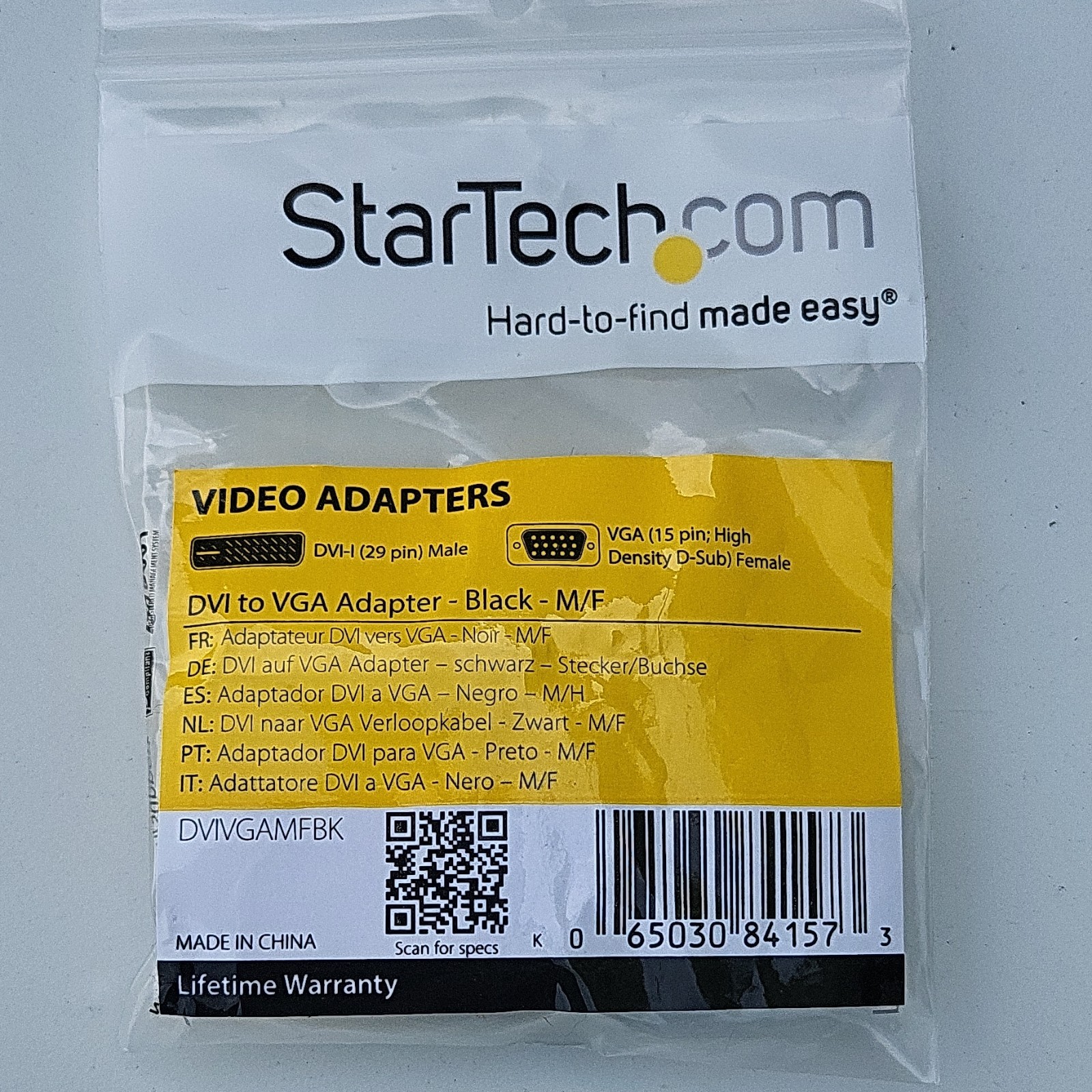 StarTech DVI-I (29 pin) Male to VGA Female 1:1 DVI Adapter Black DVIVGAMFBK