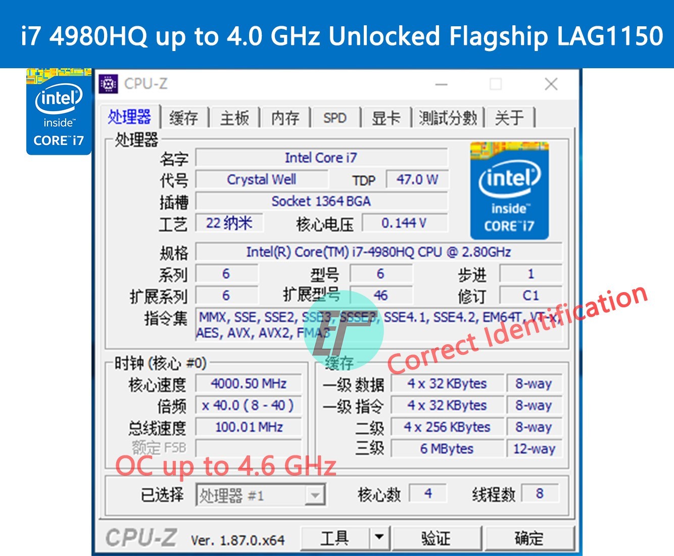 MAGIC REFORM Intel Mobile CPU i7 4980HQ, up to 4.0 GH, Unlocked, 47 W, 6M Cache