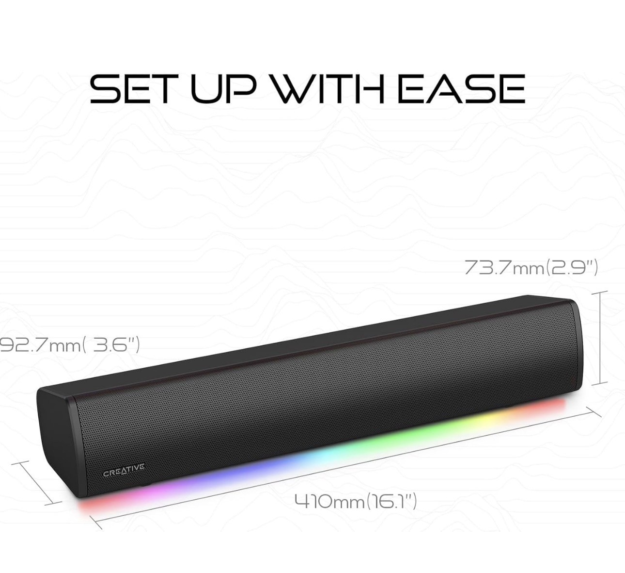 Creative Labs Sound Blaster GS3 Compact RGB Gaming Soundbar W/ Super Wide Tech.