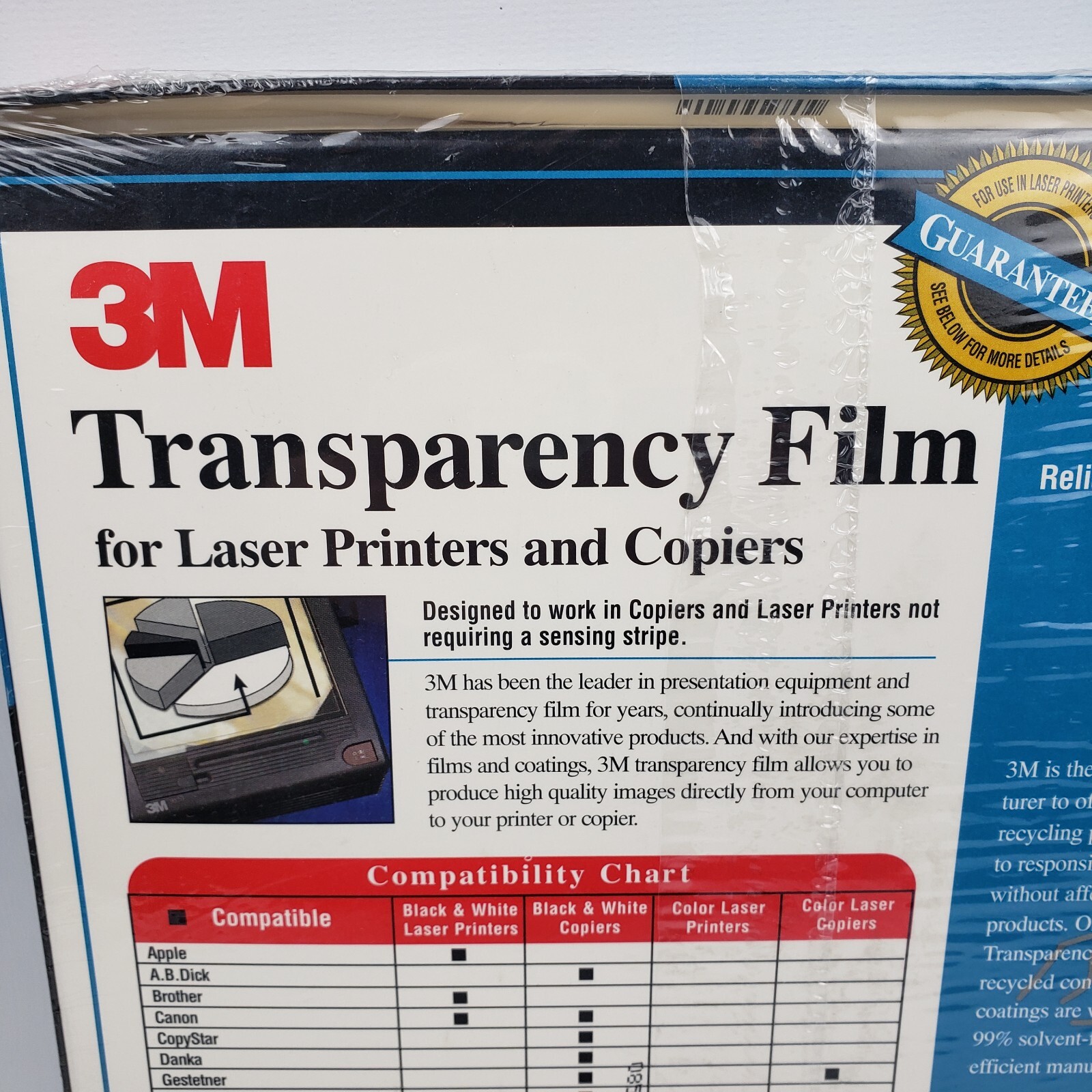 3M Transparency Film CG5000 for Laser Printers & Copiers 50 Sheets New Sealed