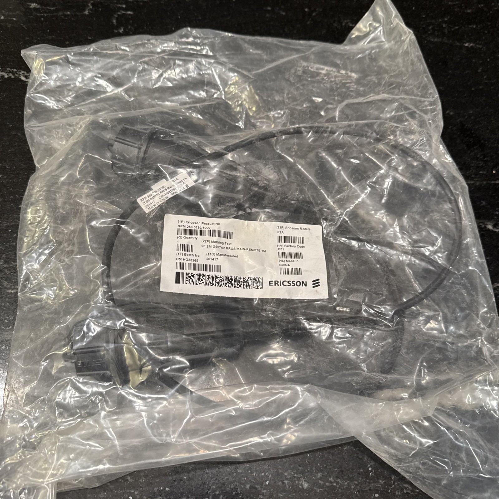 Ericsson RPM 253 0292/1000 1M Cable 2F SM G657A2 RRUS Main Remote