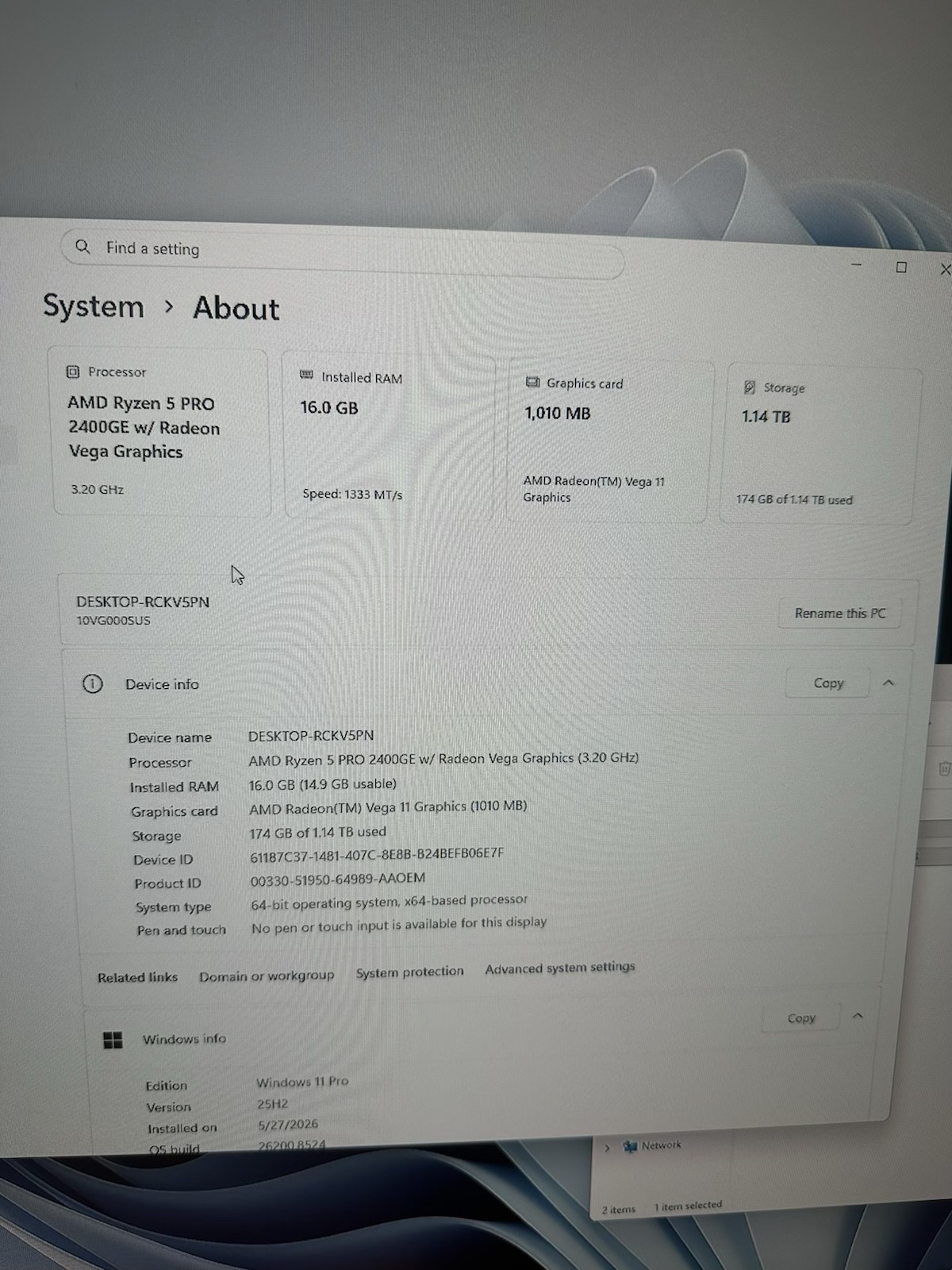 Lenovo ThinkCentre M75q Gen2 Ryzen 5 PRO 16GB RAM 256Gb + 1 TB