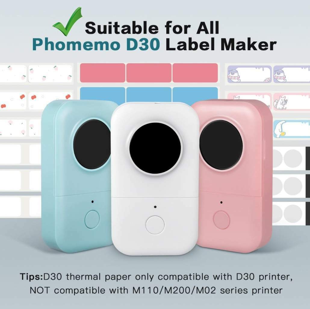 3/6Rolls Phomemo Self-Adhesive Thermal Label Tape Sticker Paper for D30 Printer