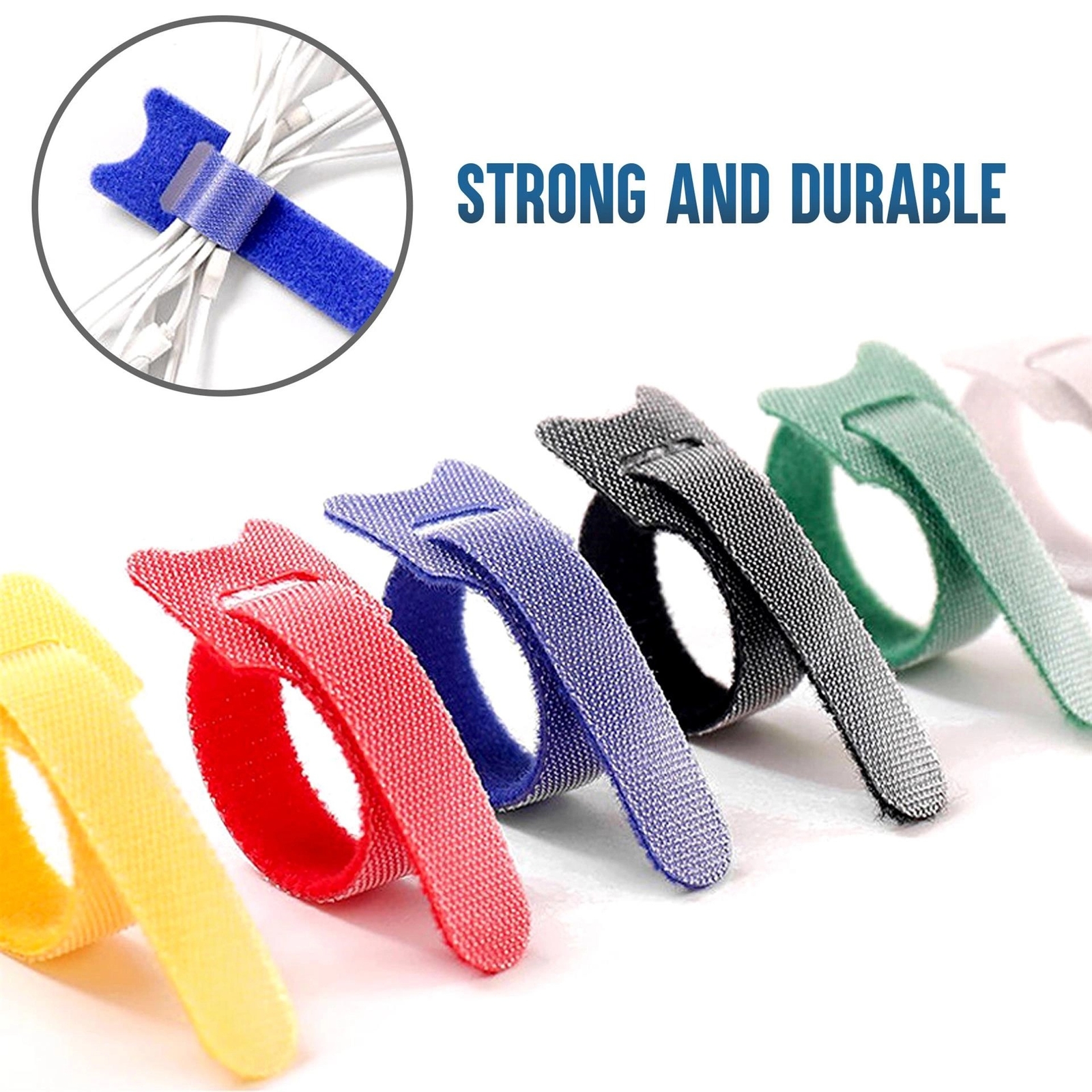 Adjustable Cable Straps 6″ Hook Loop Cable Ties Nylon Sticky Wire Organizer