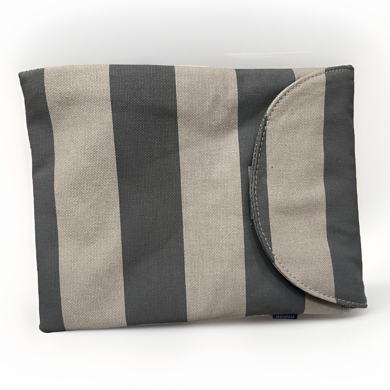 Baggu Gray Striped iPad Tablet Padded Canvas Sleeve Case Fleece Lined NWT