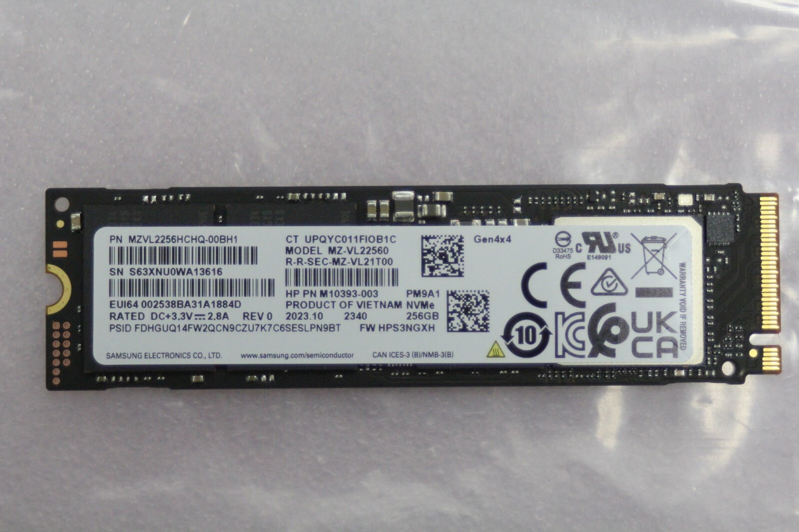 SAMSUNG 256GB SSD – PM9A1 M.2 NVMe PCIe Gen4 x4 MZ-VL22560 – MZVL2256HCHQ-00BH1