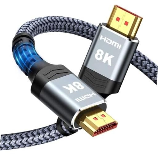 8K Fiber Optic HDMI Cable 40FT – 2.1 Unidirectional 48Gbps – Grey – 40FT