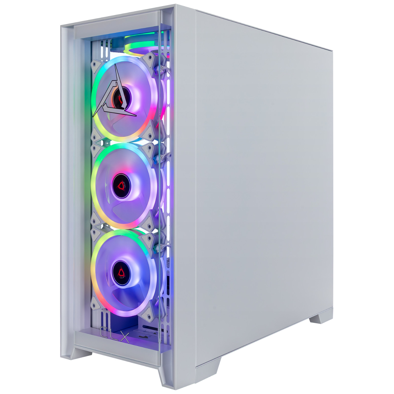 CLX White Obelisk Gaming PC Case ATX/E-ATX Mid Tower Tempered Glass NEW