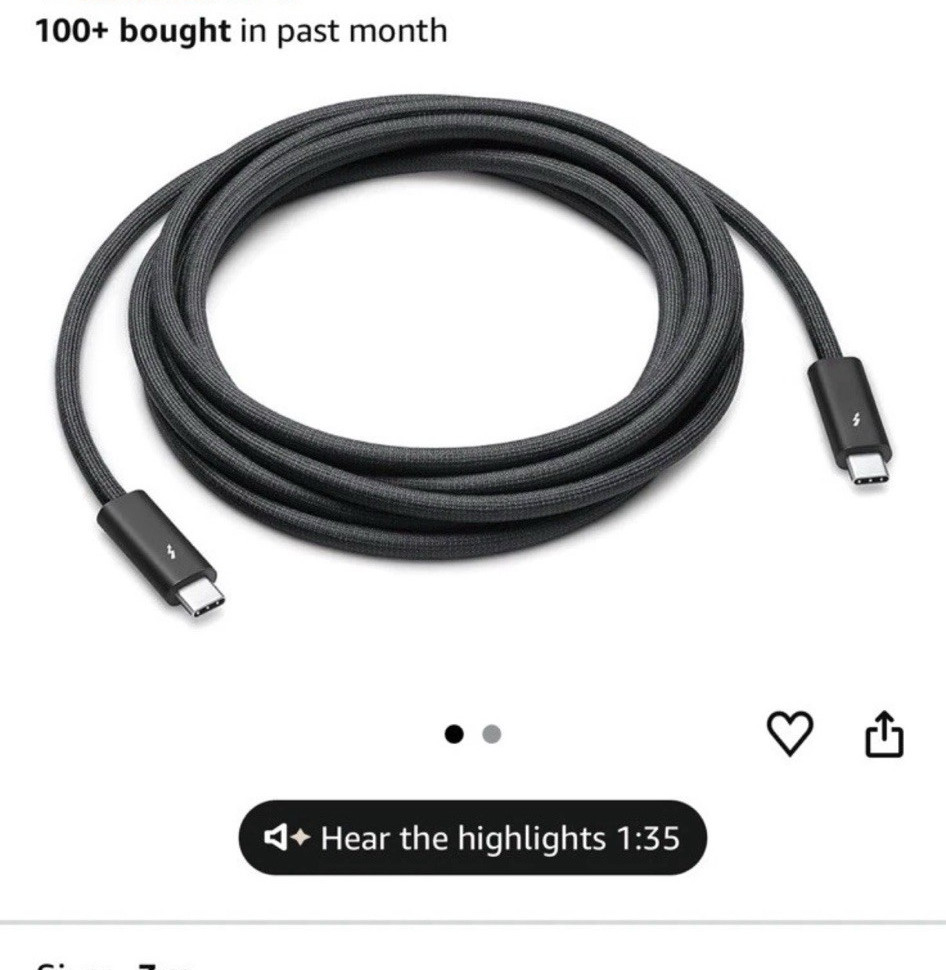 Apple Thunderbolt 4 USB-C Pro Cable, 3m Black, USB Type-C Male to Male