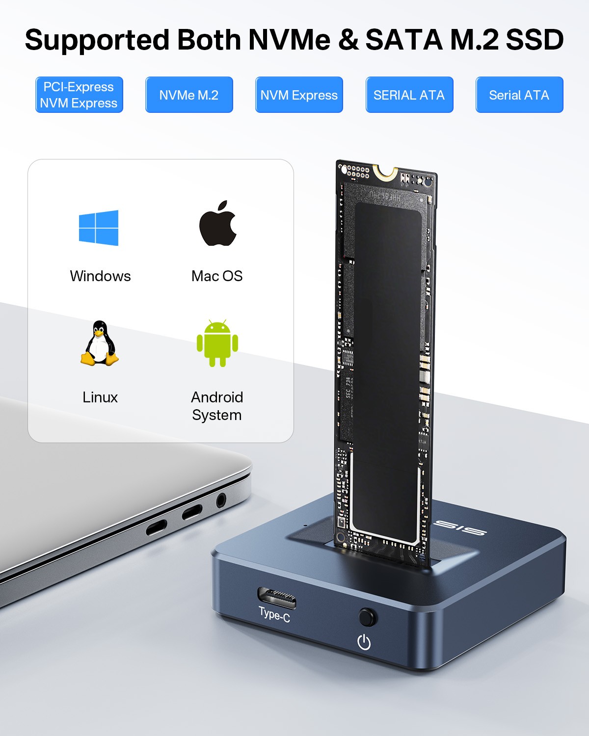 Acasis 10Gbps M.2 NVMe/SATA Type-C SSD Base for Windows & MAC