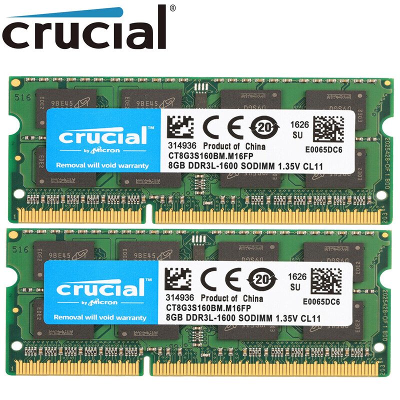 Crucial DDR3L 16GB 8GB 1600Mhz 2Rx8 PC3L-12800 1.35V SODIMM Memory Laptop 204pin