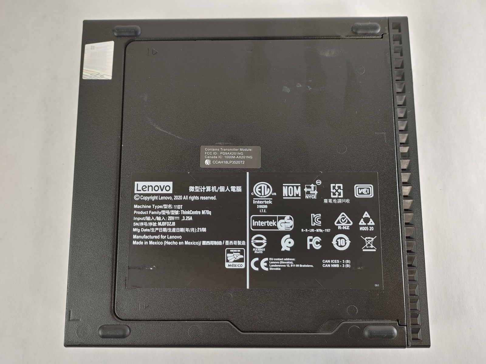 Lenovo ThinkCentre M70q Gen 1 Core i5-10400T 2.00 GHz 16 GB DDR4 256 GB NVMe