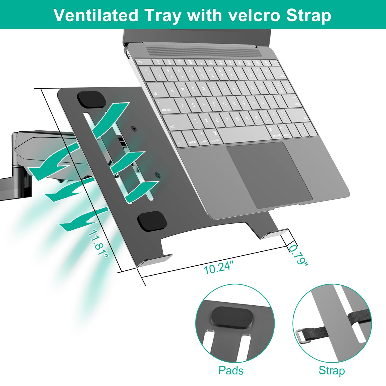 Laptop Wall Mount, 2-in-1 Gas Spring Wall Holder with Vented Tray for 12″-17″…