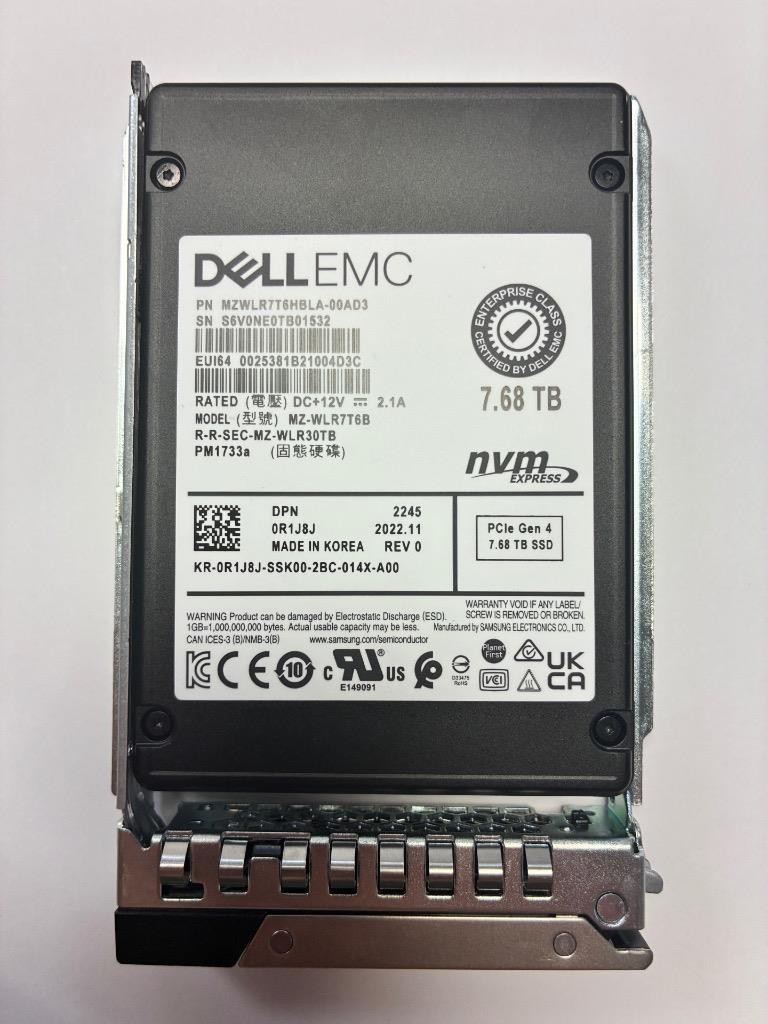 R1J8J (100%) MZ-WLR7T6B SAMSUNG 7.68TB PCIe V4 U.3 SSD POWEREDGE