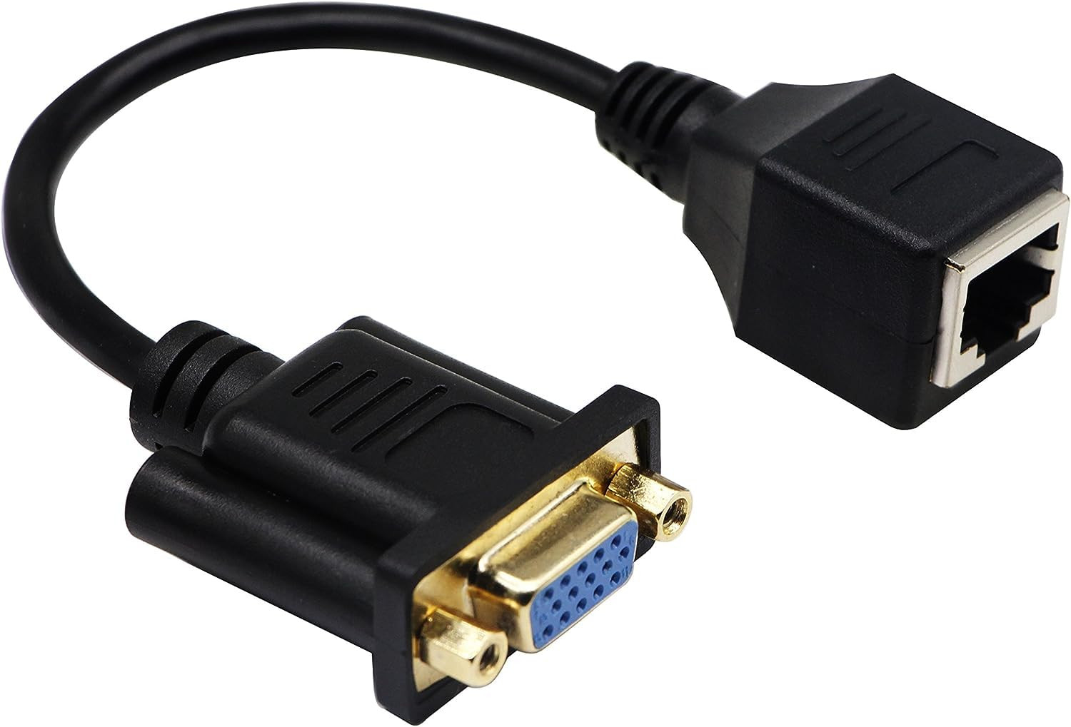 RJ45 to VGA Cable, VGA 15-Pin Port Female&Male to RJ45 Female Cat5/6 Ethernet LA