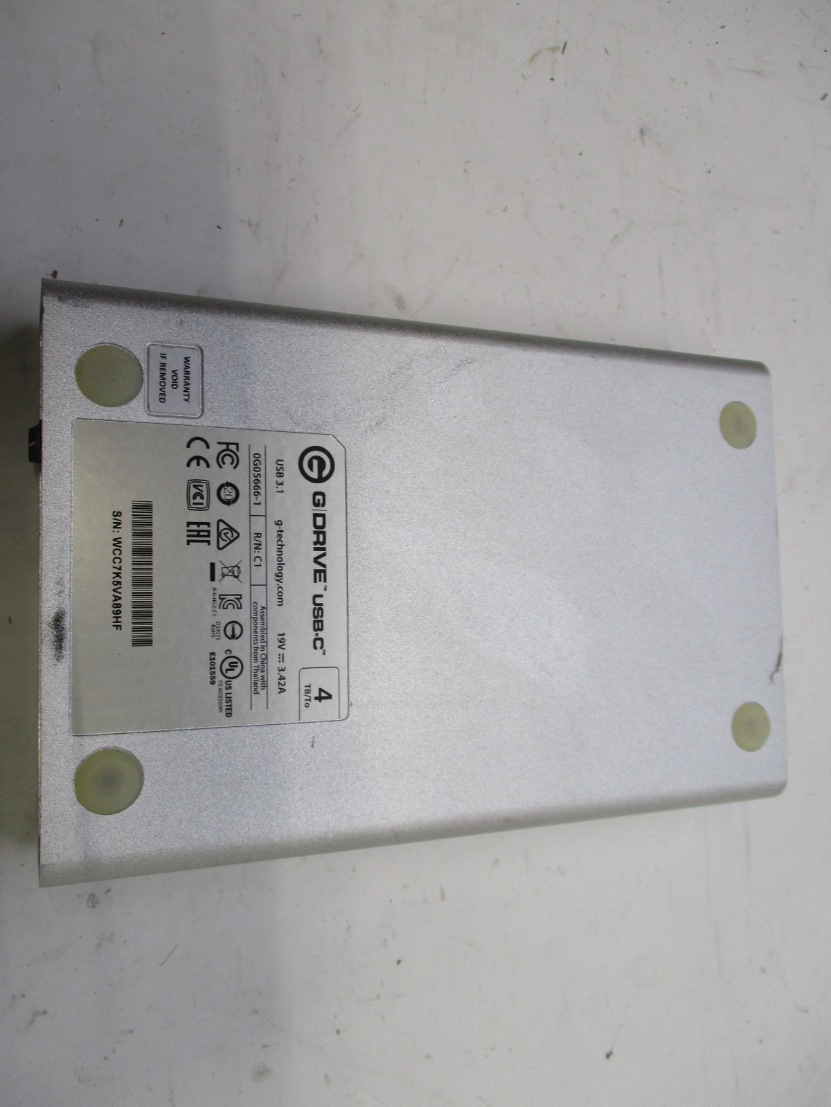 G-DRIVE USB-C 4TB External Hard Drive USB 3.1 0G05666-1 Tested T8 E11