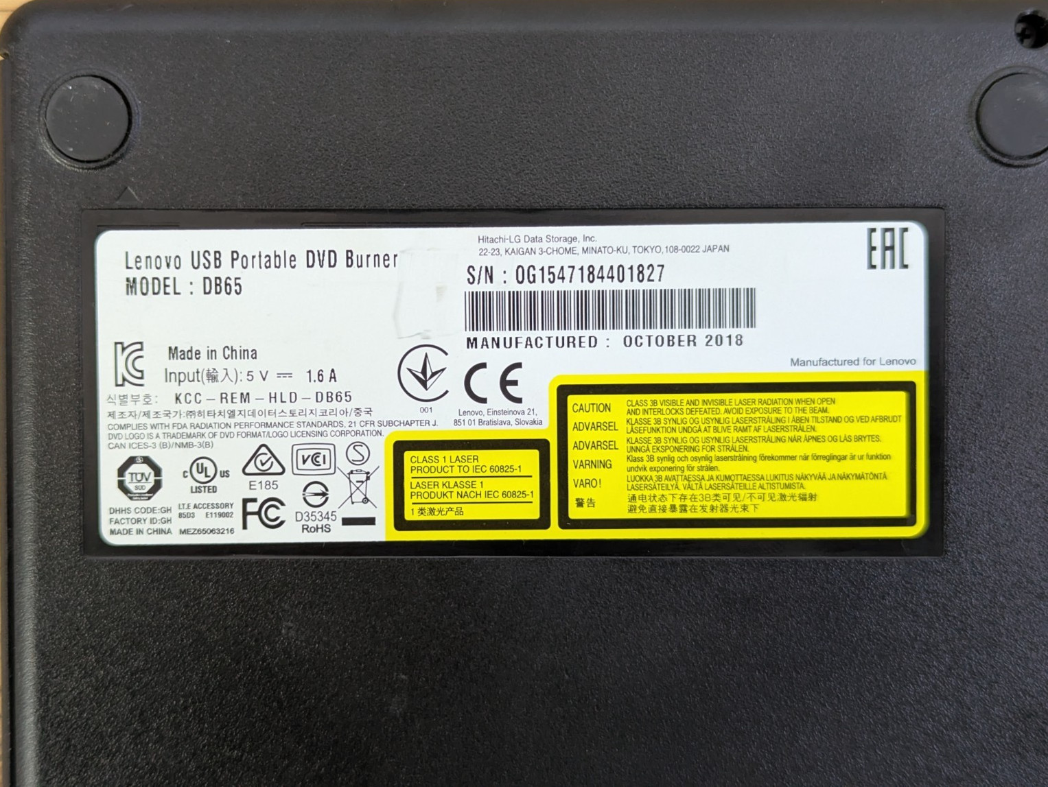 LENOVO USB SLIM PORTABLE DB65 DVD BURNER 🍁(6171)