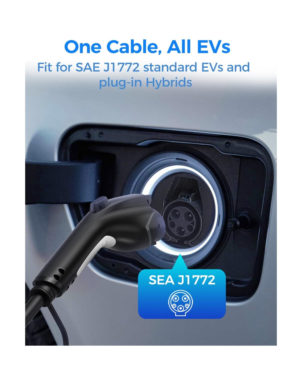 40FT 50A J1772 EV Charger Extension Cable, J1772 Extension Cable Compatible w…