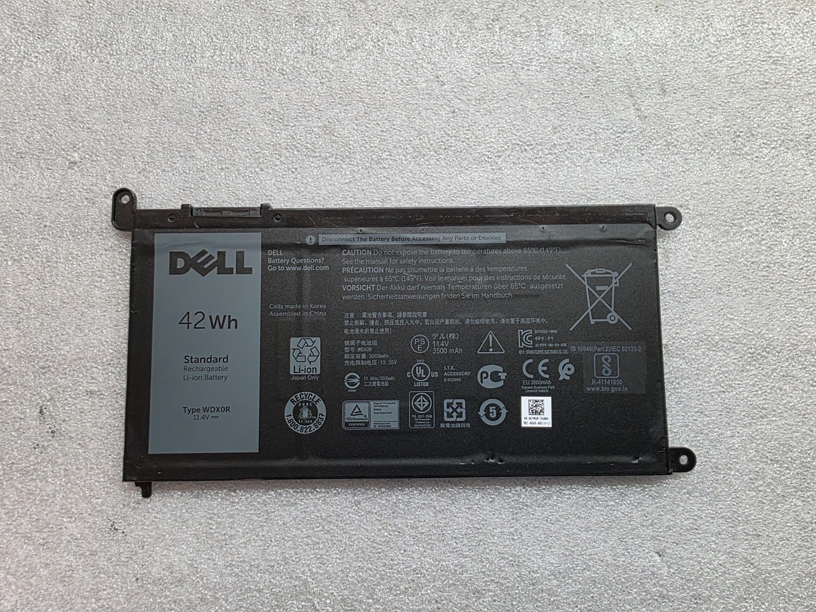 WDX0R Genuine Battery For DELL Inspiron 42Wh 15 5567 5568 13 5368 7368 7569 7579