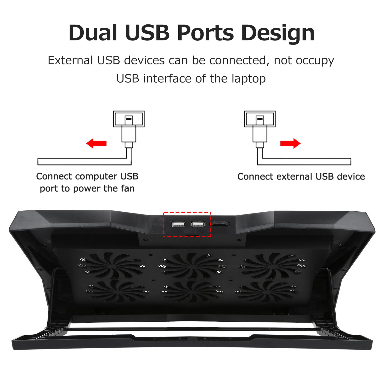 Foldable Laptop Cooler 6-fan Laptop Cooling Stand Low Noise With 6-level