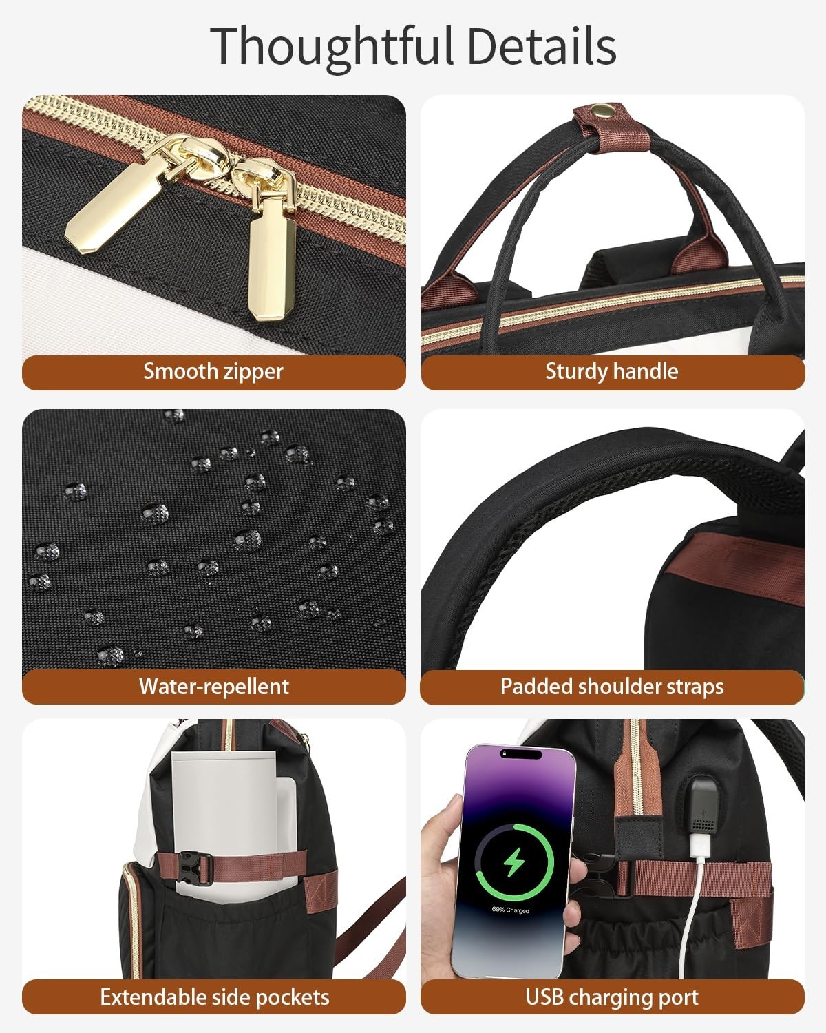 Stylish Laptop Backpack for Women – Work, Travel & School Bag with USB Charger &