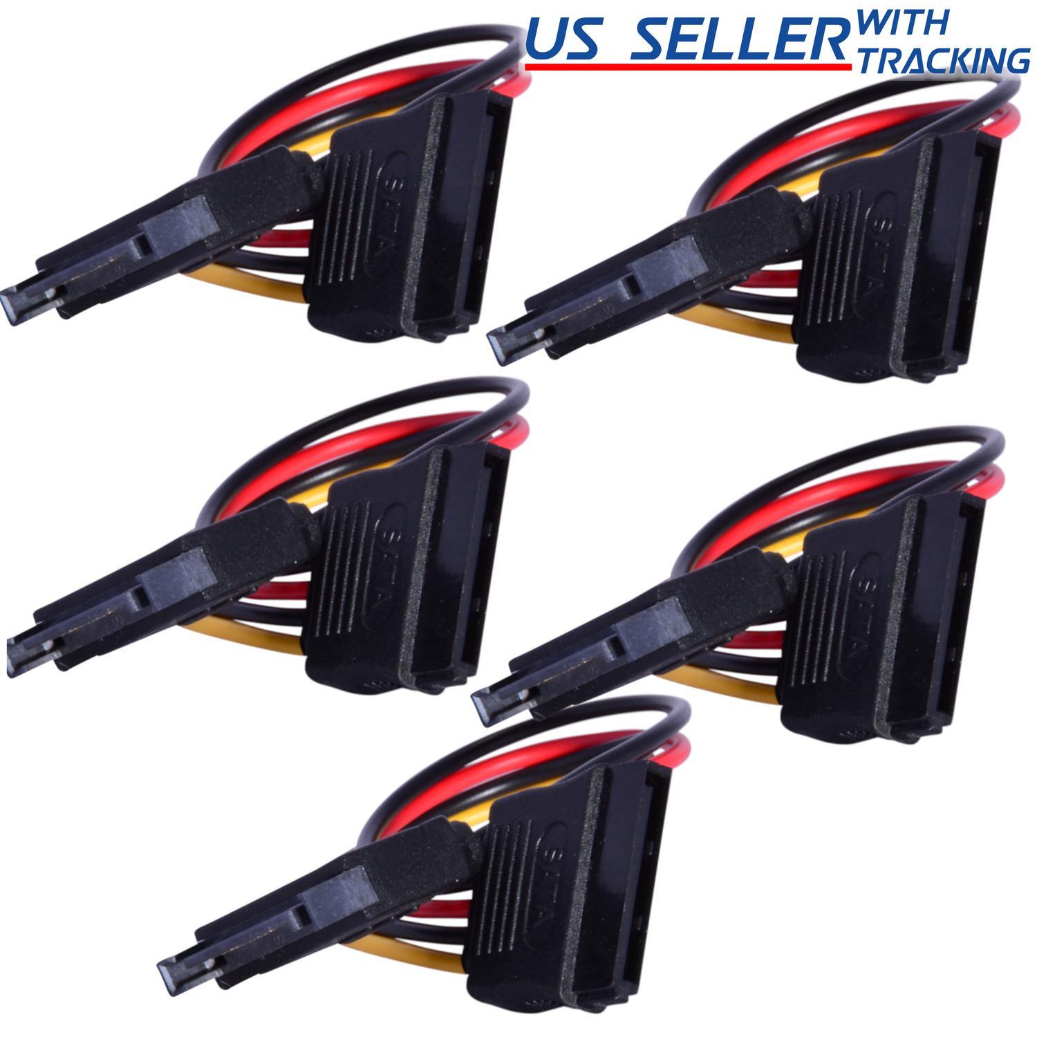 5pcs 6″ SATA Power Extension 15-pin Male Female Cable Extra Length for HDD SSD